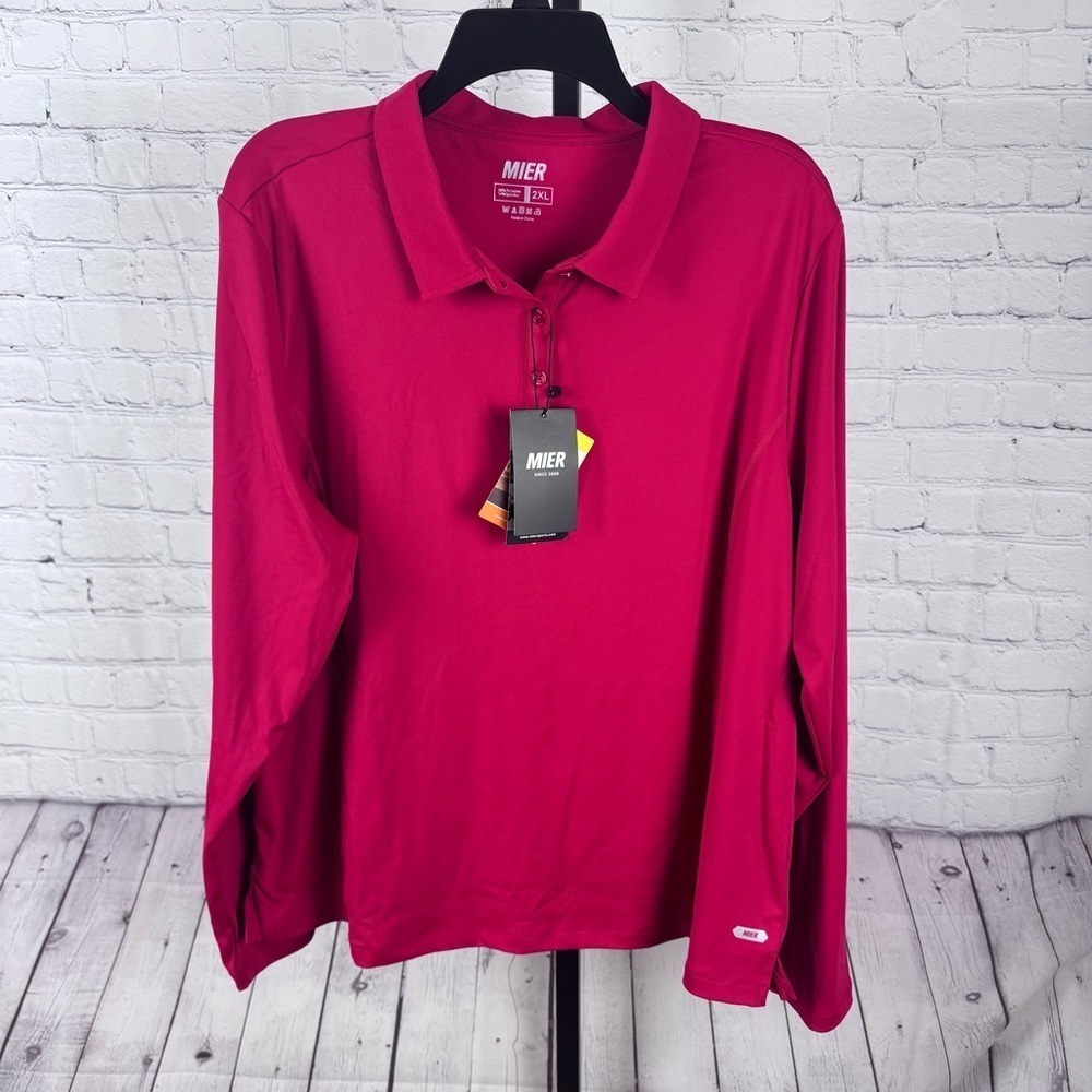 MIER Sports Red Long Sleeve Polo Shirt Size 2XL